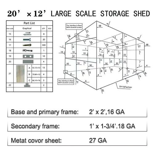 Free Shipping 12'*20' Galvanized Metal Livestock Shed Buildings Farm In USA