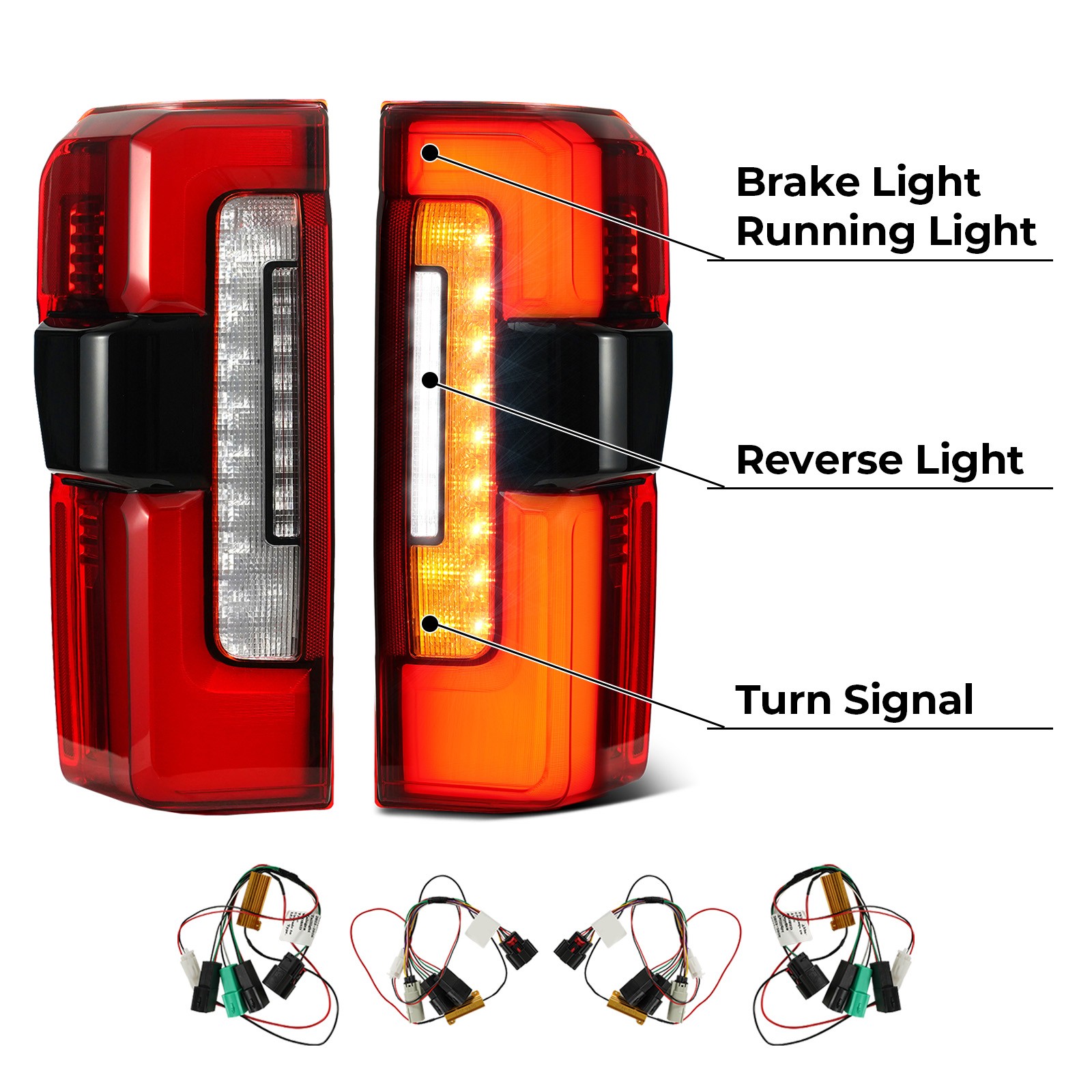 For 2023-2026 Ford F-250 Super Duty Halogen Upgrade LED Tail Light W/ BSD Pair