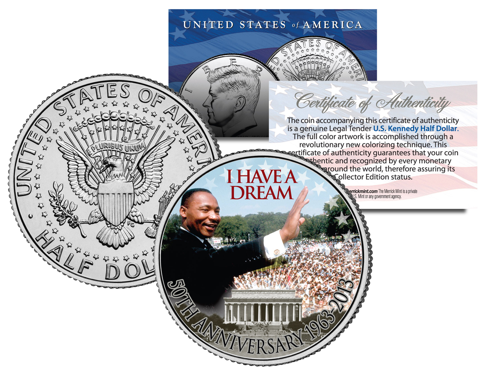 Martin Luther King Jr. "I Have a Dream" Official JFK Kennedy Half Dollar US Coin