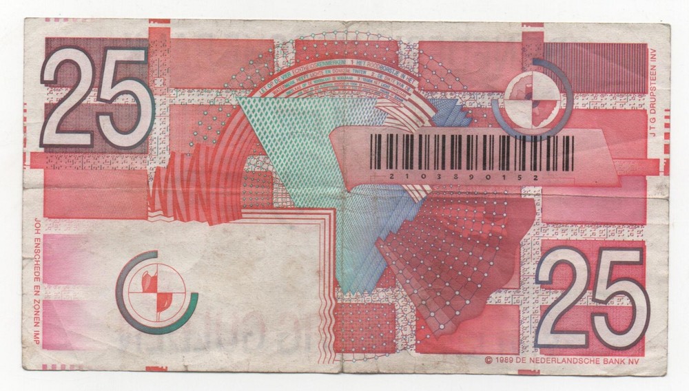 NETHERLANDS 25 GULDEN 1989 PICK 100 LOOK SCANS
