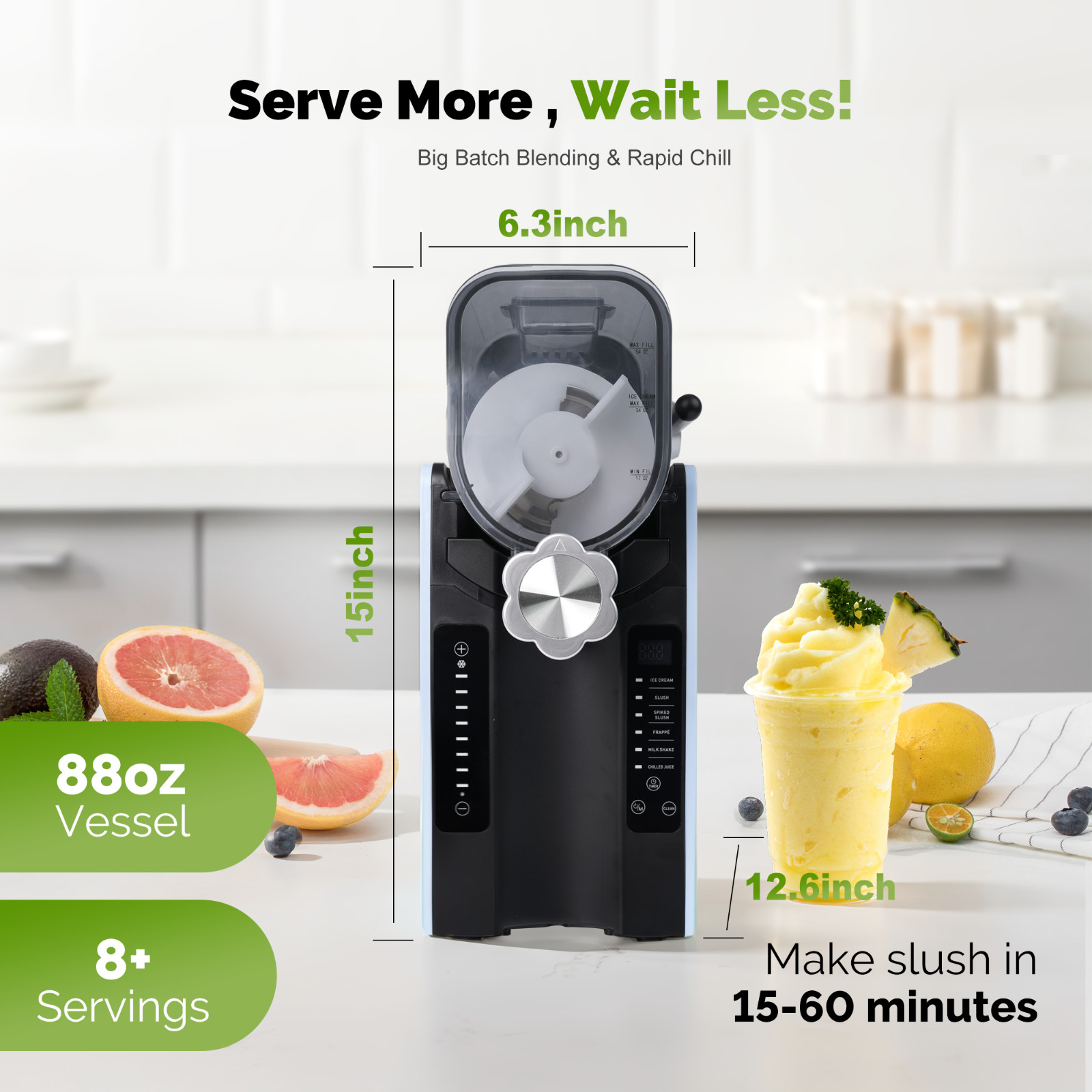 Slushie Machine for Home No Ice Needed, 88 oz Frozen Drink Maker with 6 Preset