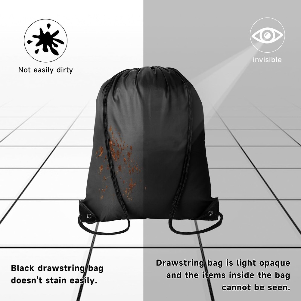 Kuhome 6Pcs Black Drawstring Backpacks Bulk String Bag Cinch Large,