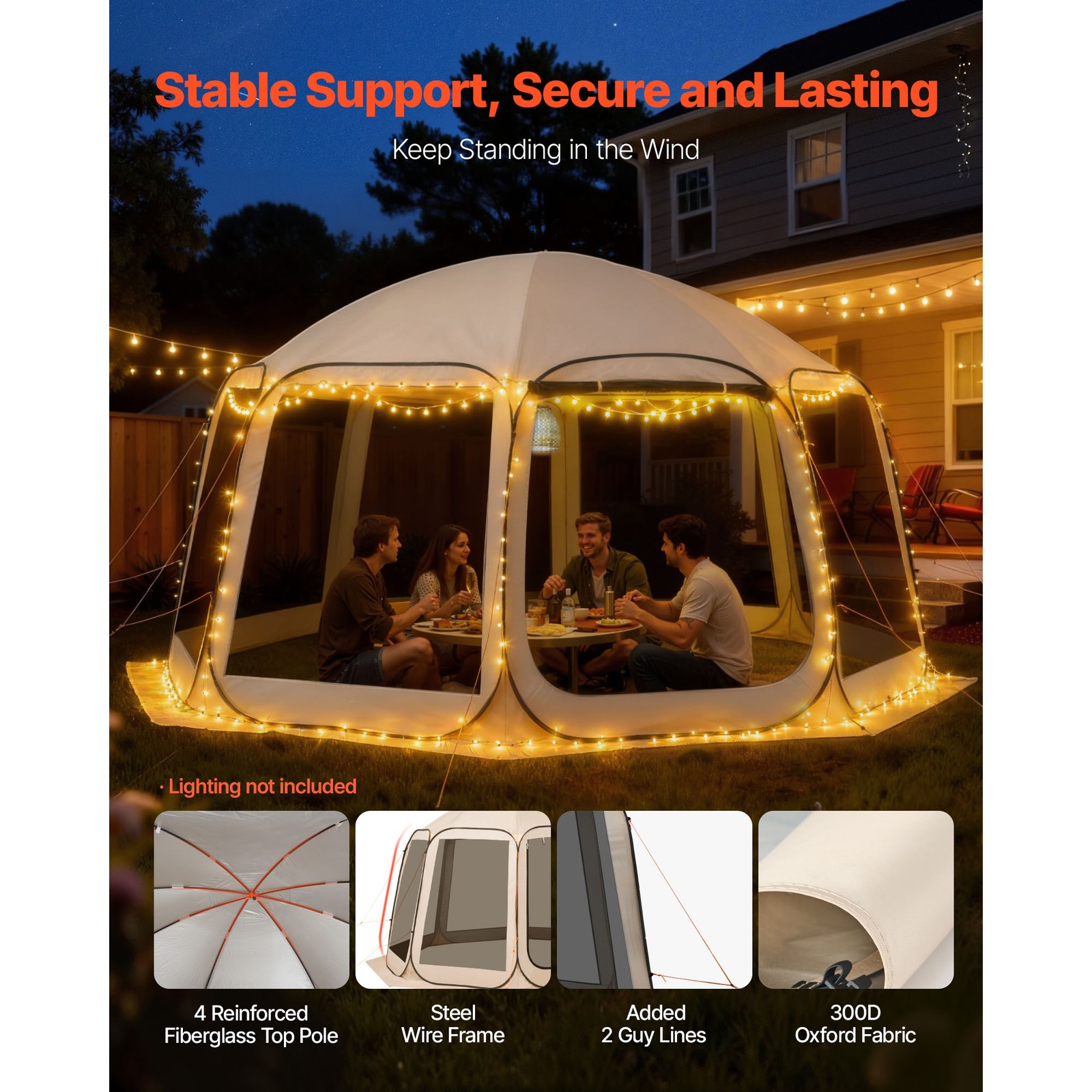 Uimoso Pop-Up Screen House Tent 15' x 13.8' Camping 12-15 People Gazebo Portable