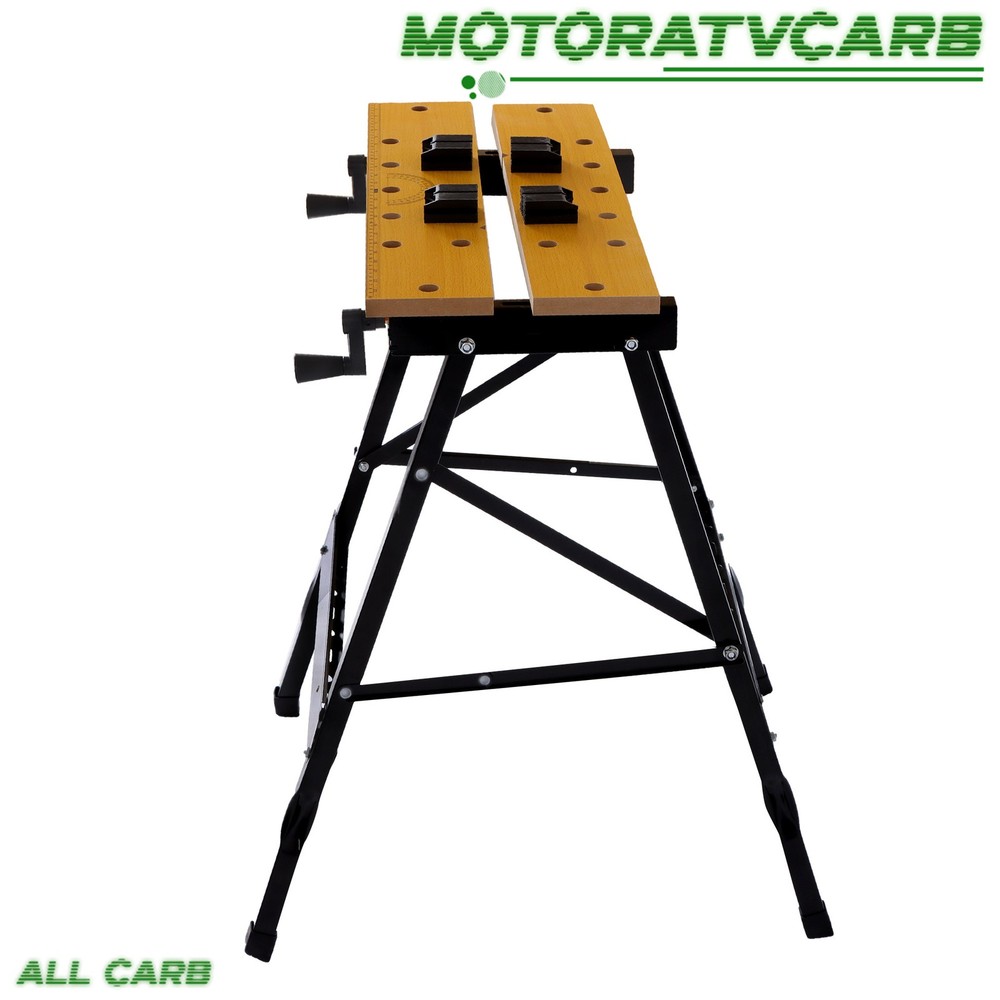 ALL-CARB 220lbs Adjustable Workbench Foldable with Measuring Ruler & Protractor