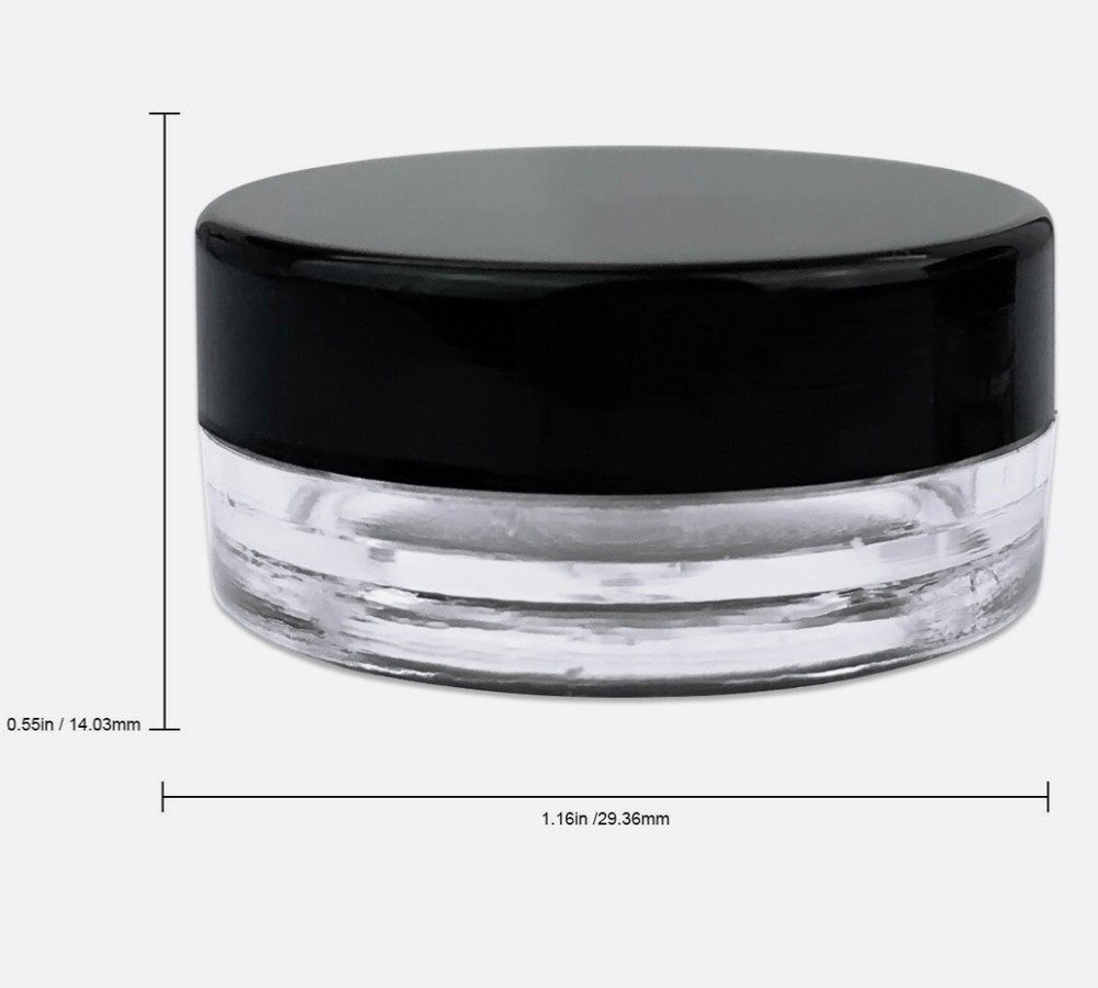 25pcs Sample Containers 3g Black Containers with Lids