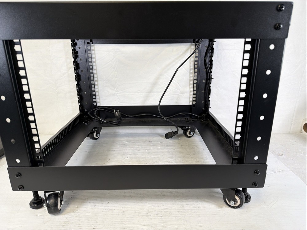 RIVECO 6U Open Frame Server Rack with Wheels- Heavy Duty 4 Post Quick Assembly