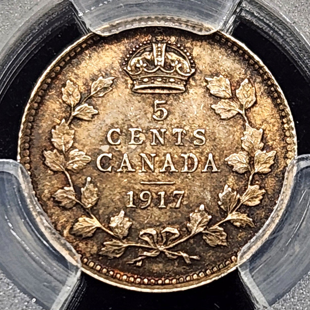 UNC Silver 1917 Canada 5 Cents | PCGS MS63