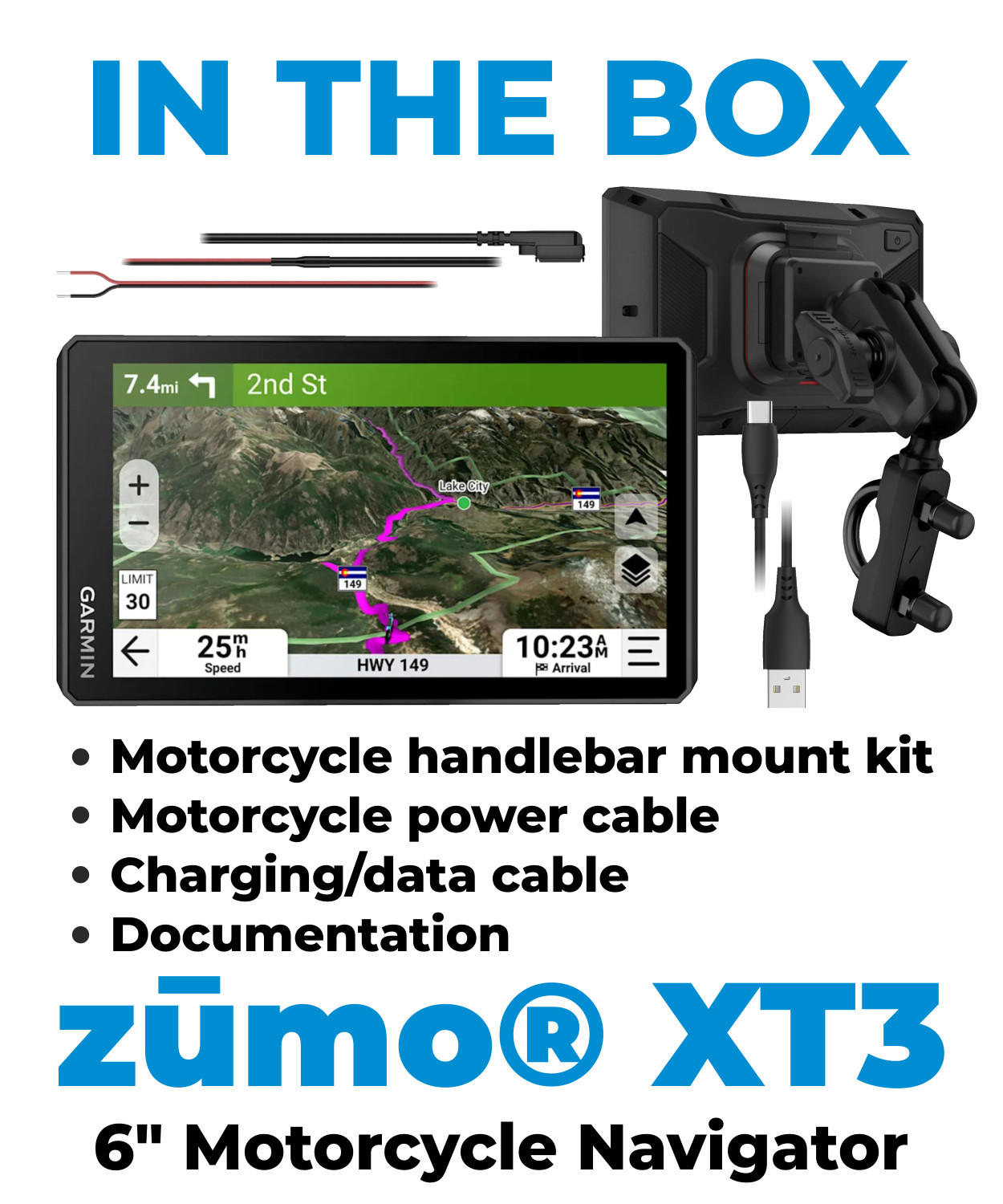 Garmin Zumo XT3 Rugged Motorcycle GPS Navigator 6'' Display