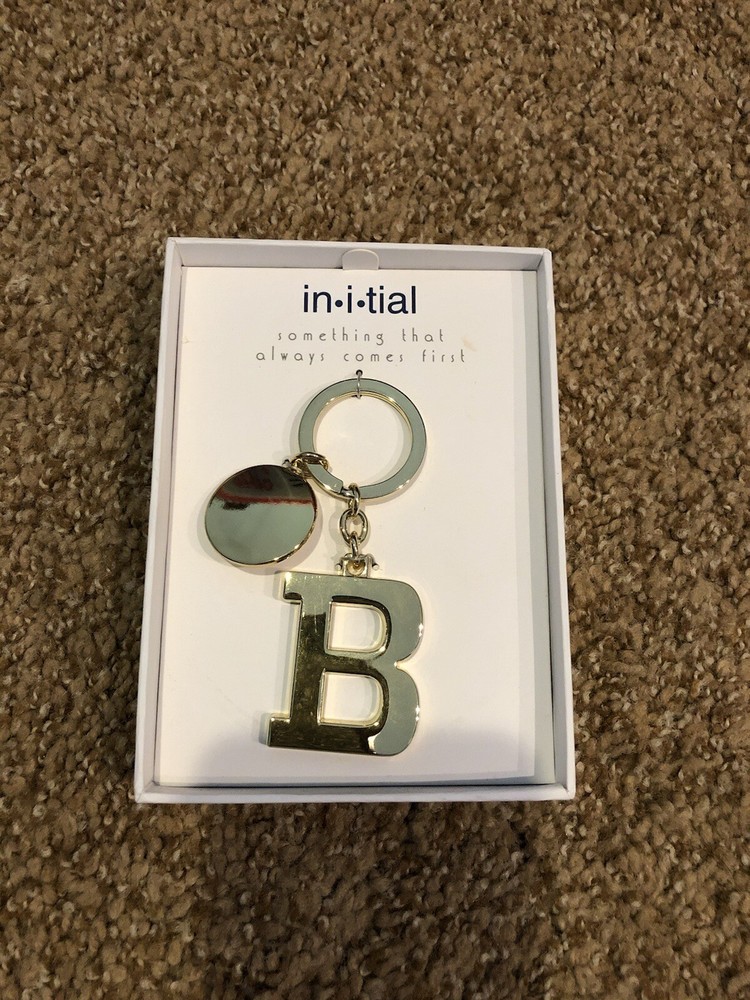 NEW, THINGS REMEMBERED INITIAL B ENGRAVABLE KEYCHAIN, GOLD