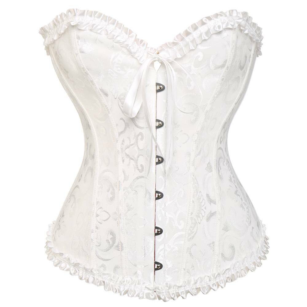 Women Gothic Steampunk Black Overbust Lace Up Corset Top Waist Training Bustier
