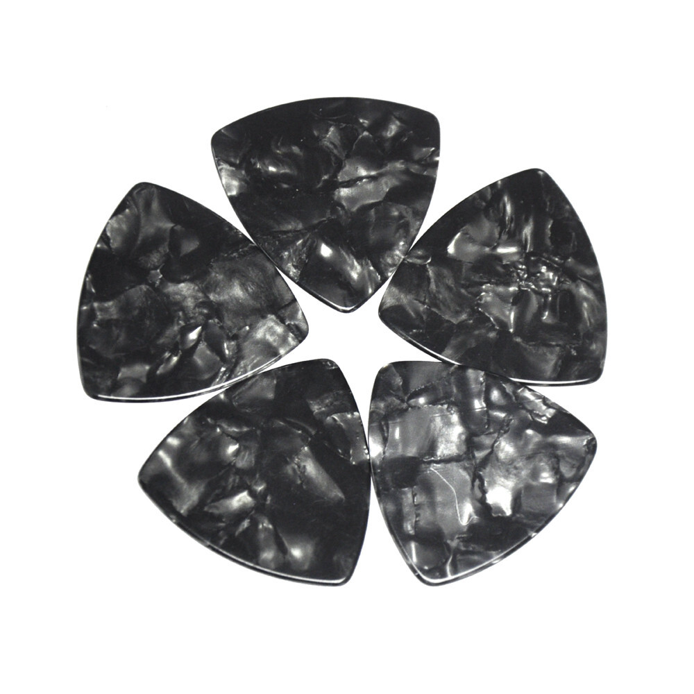 100pcs Pearl Black Rounded Triangle Medium 0.71mm Celluloid Guitar Picks