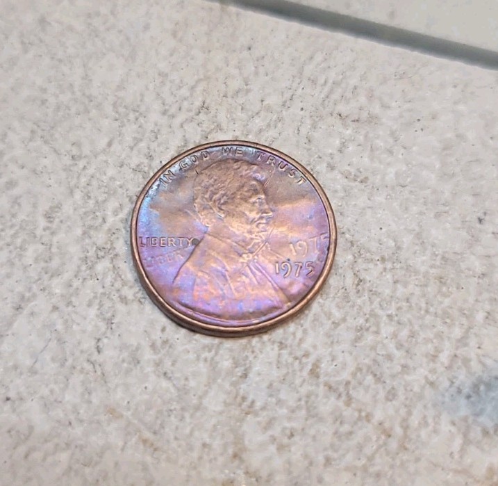 1975 Penny Double Die Error Misprint Rainbow