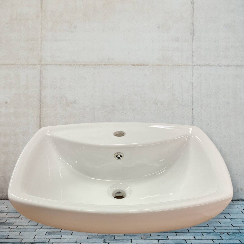 21" White Ceramic Rectangular Vessel Above Counter Sink with overflow