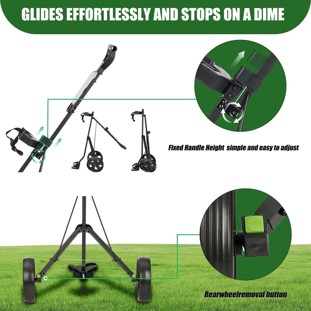 Lightweight Folding Golf Push Pull Cart, Professional Manual Walking Golf Trolle