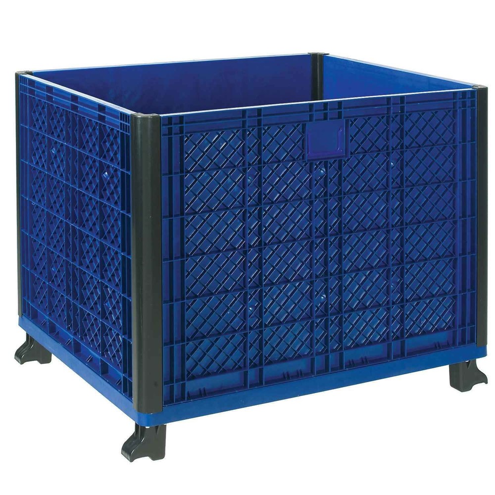 Stakable Bulk Container w/ Collapsible Solid Wall 39-1/4"L x 31-1/2"W x 29"H