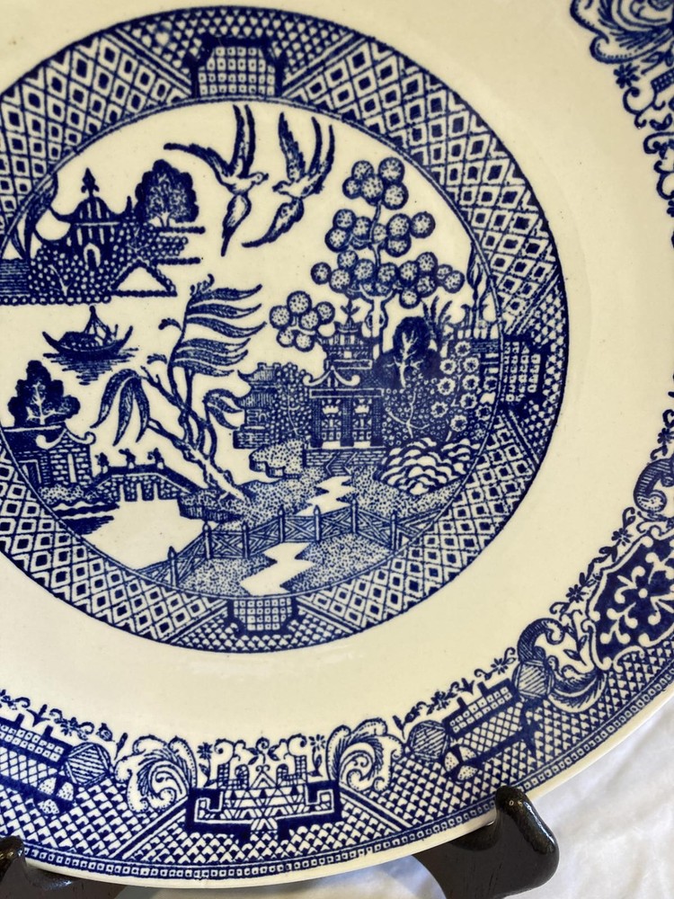 Vintage Blue Willow Ware Style Transferware Plate