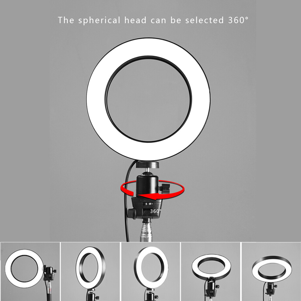LED Fill Light Ring w/Tripod Stand Dimmable Kit Adjustable Ring For Video Live