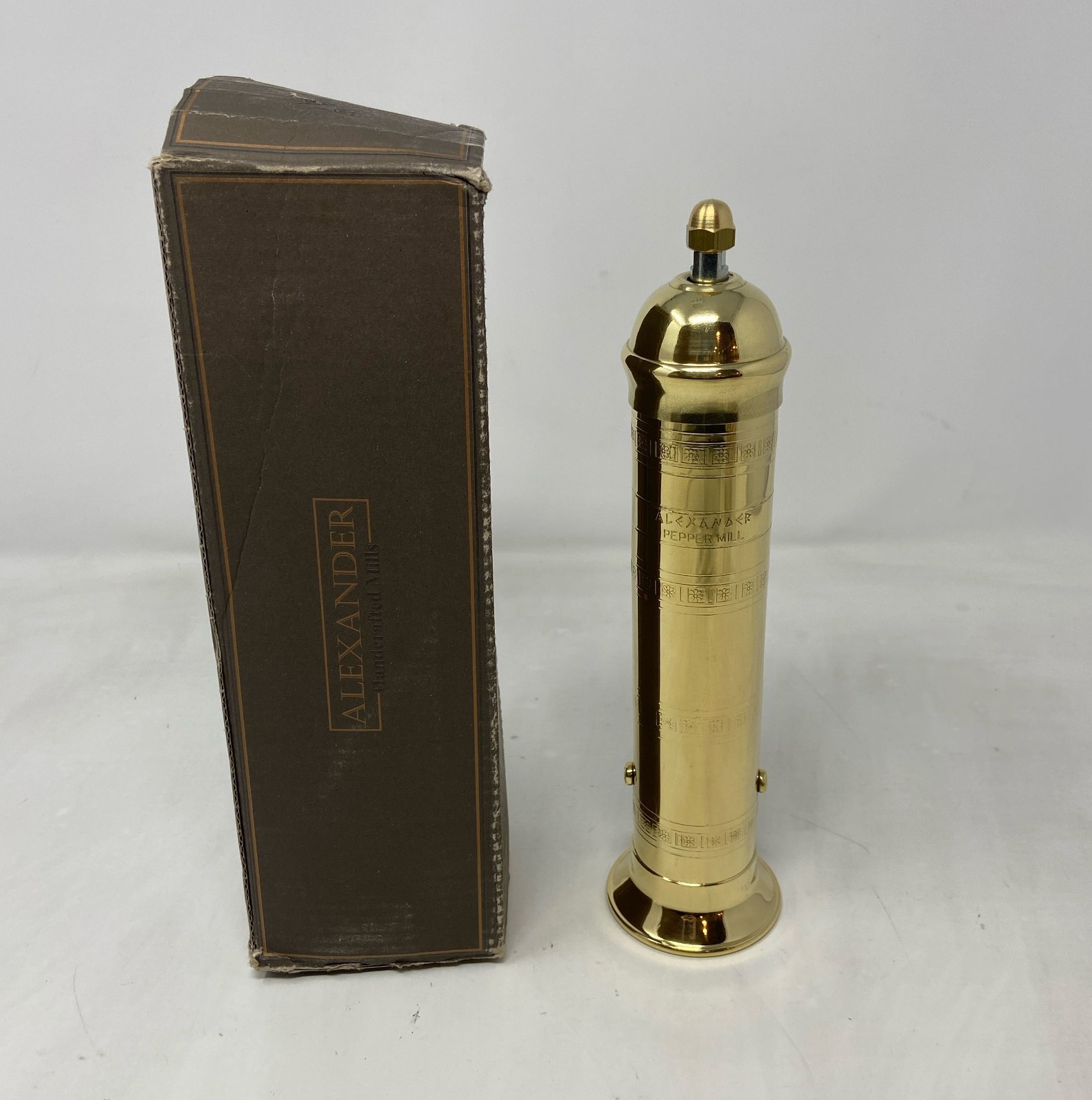 Alexander Home Original Greek Pepper Mill - 9-Inch Brass Manual Grinder