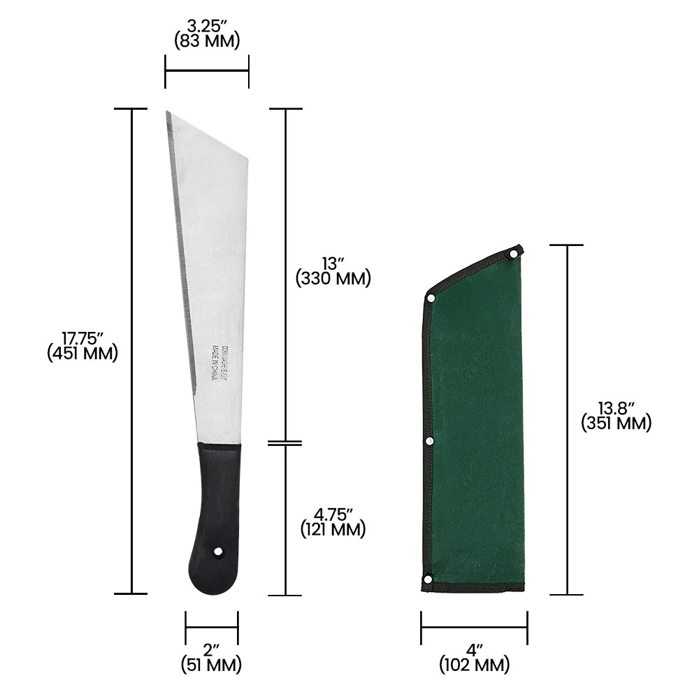 Zenport MP13 Machete with Sheath, 13 Inch Carbon Steel Blade - 1 Pack