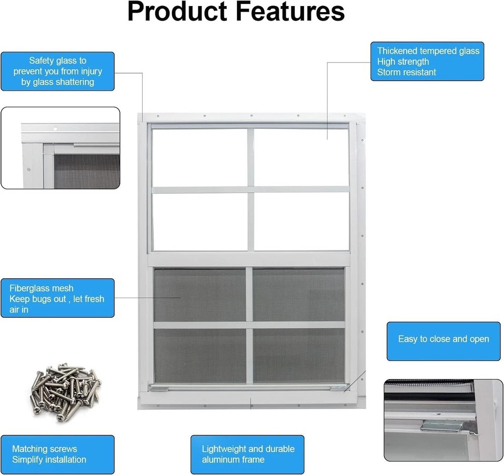 2 Pack 12x18 Shed Windows with Tempered Glass