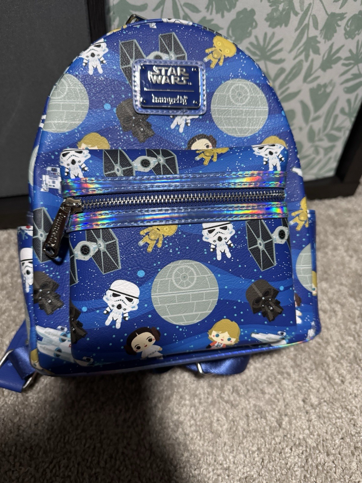 Star Wars Disney Parks Iridescent Loungefly Chibi Backpack Death X-Wing Leia EUC
