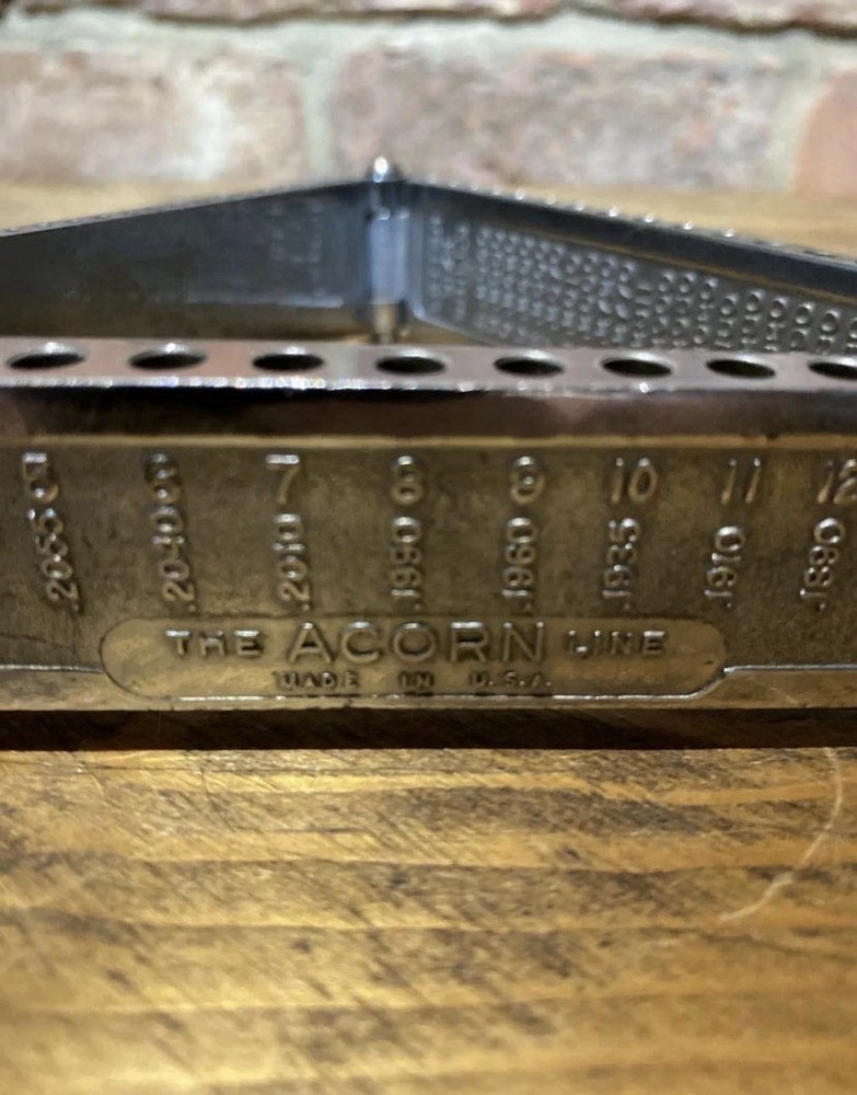 Rare Vintage Acorn Line Triangular Drill Index