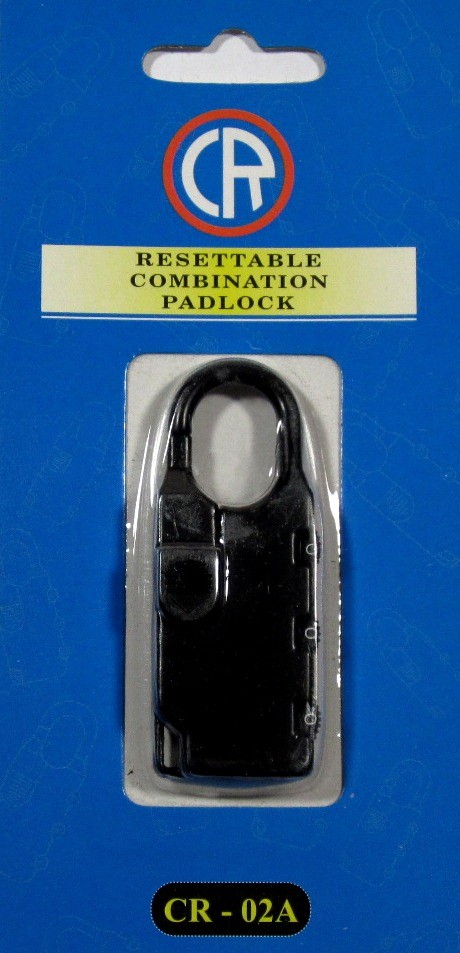 3 DIGIT COMBINATION TRAVEL PADLOCK  ,RESETABLE  BLACK