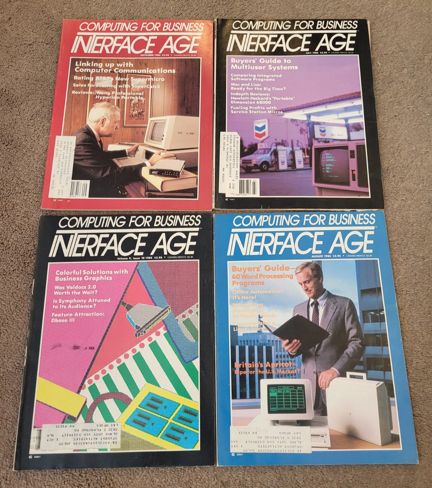 4 Computing For Business Interface Age Computer Magazines July Aug Sept 1984 VTG