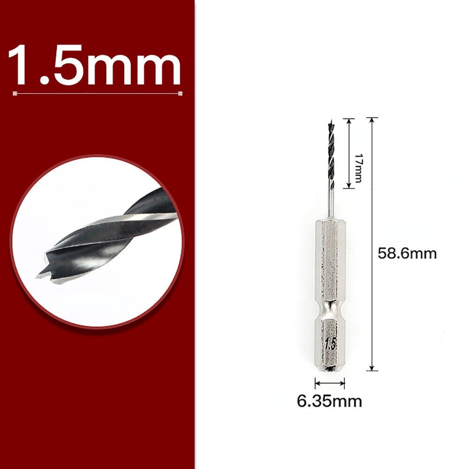 1.5mm-10mm Brad Point Wood Drill Bit Set HSS Woodworking Hex Shank Twist Bits