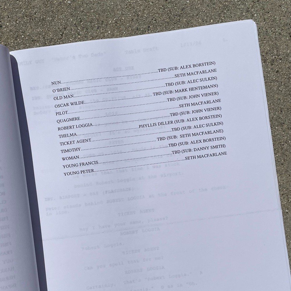 Family Guy SET 2006 Production Used Table Draft Scripts w/ Written Casting Notes