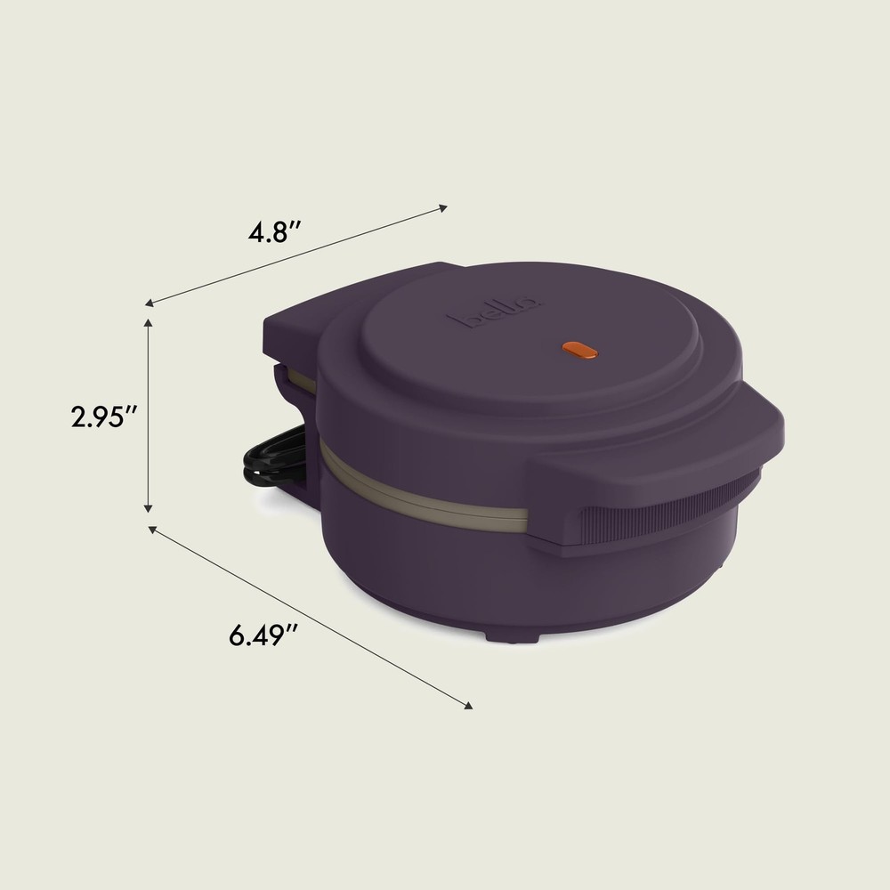 Bella Mini Waffle Maker Ceramic Nonstick Snack-n-Store Stackable 350WPlum Purple