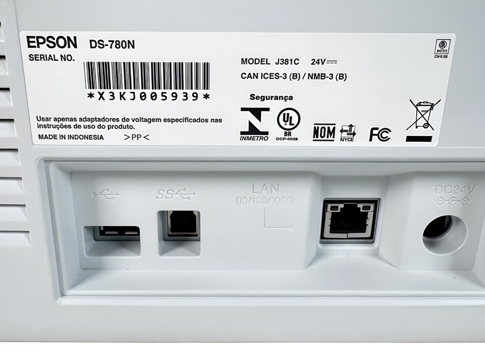 Epson Workforce DS-780N J381C Duplex Network Document Scanner w/Adapter GRADE A!