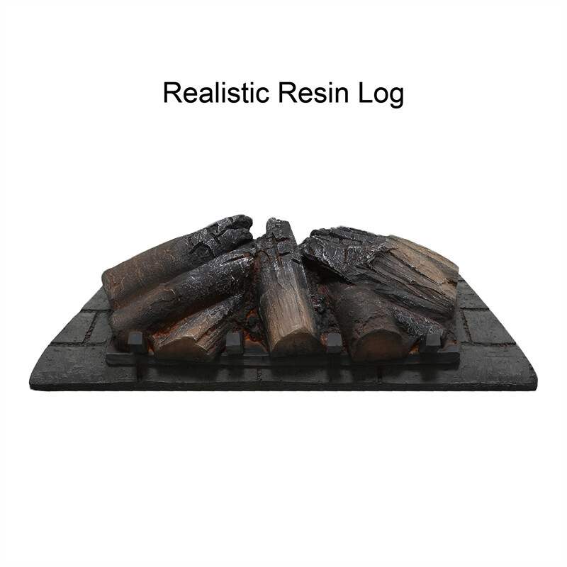 26" Insert Electric Fireplace Ultra Thin Heater with Log Set & Realistic Flame