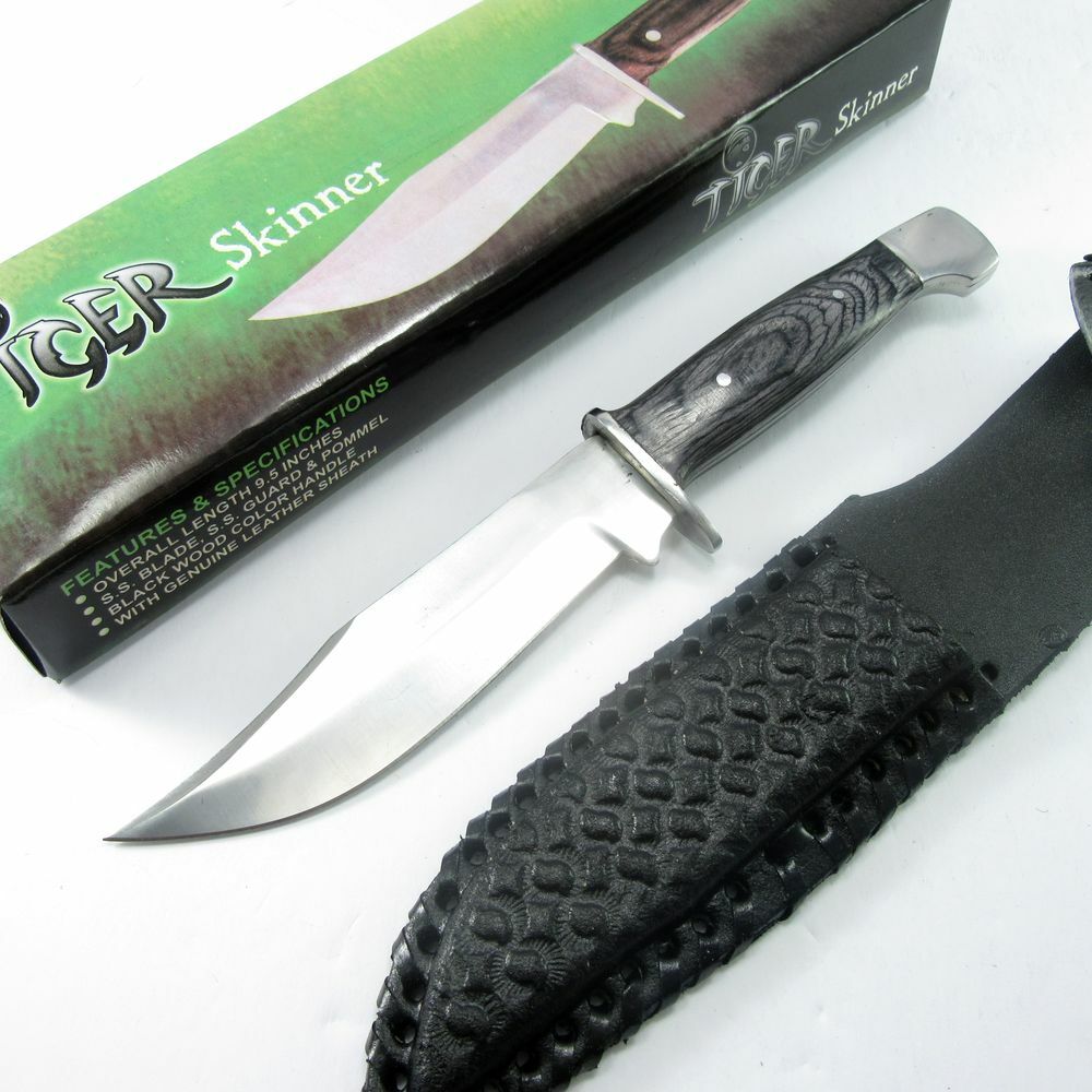 FIXED-BLADE HUNTING KNIFE | Rite Edge Mini Bowie Skinning Blade Black Wood