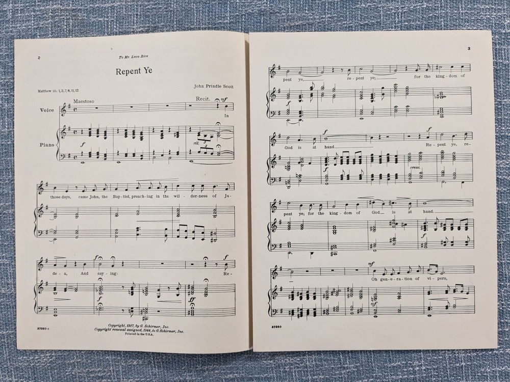 Repeat Ye Medium E Minor Voice. Sacred Songs 1944
