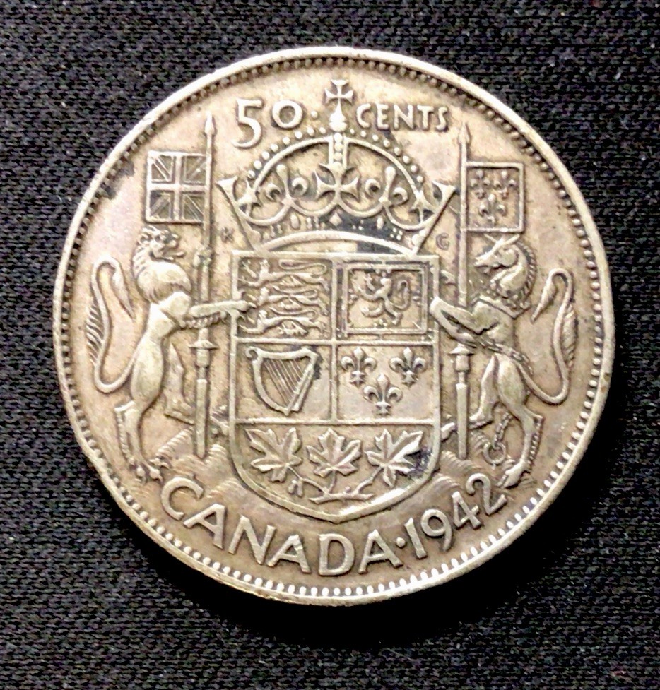 1942 Canada Silver! Half Dollar! WWII! ENN Coins