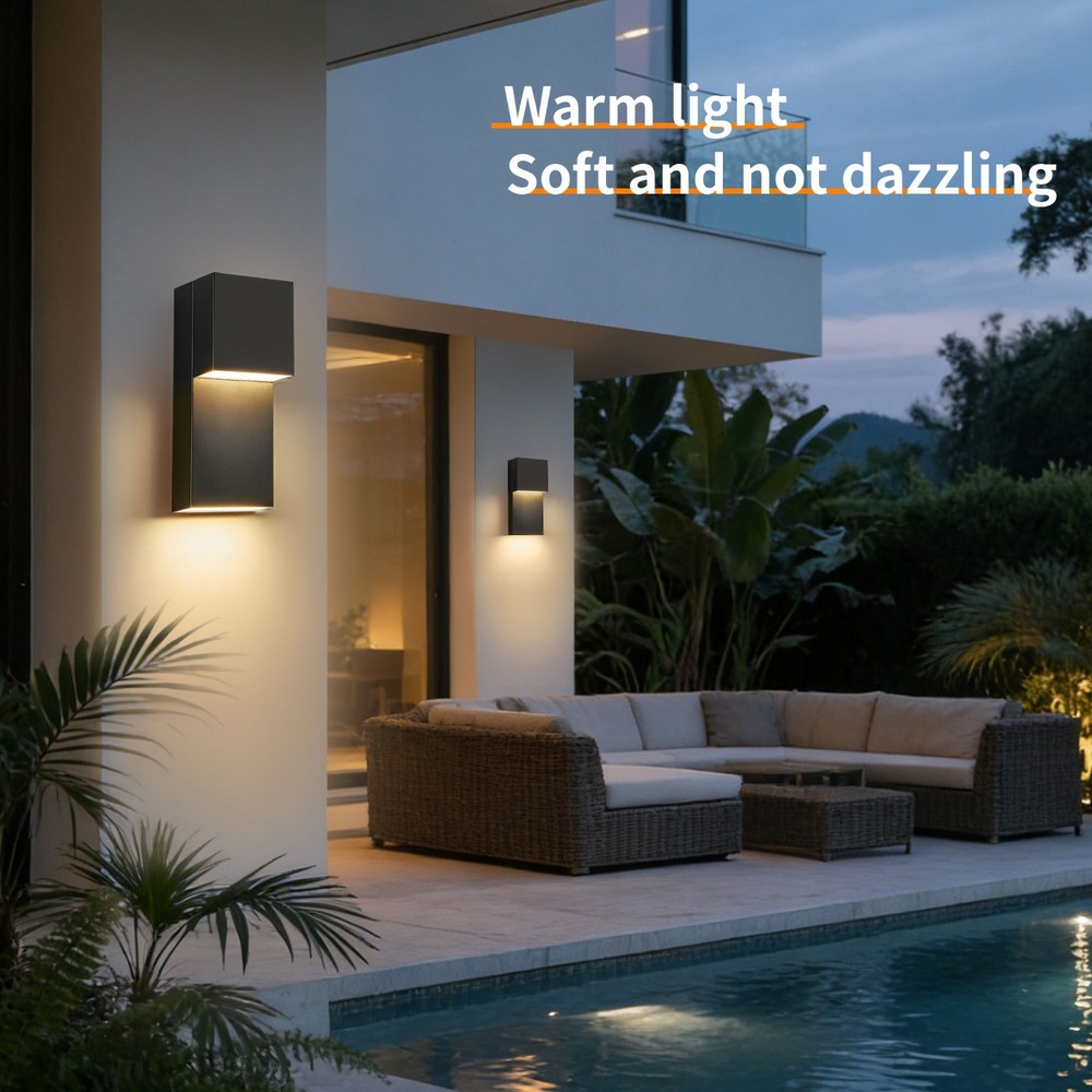 1-2 Pack 11.8 in. Black Outdoor Wall Light