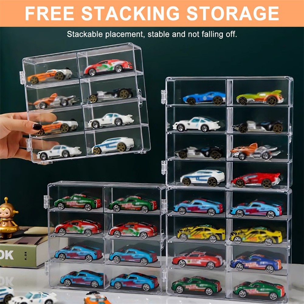 4Pcs Car Display Case 1/64 Scale Compatible With H-W 32 Compartments