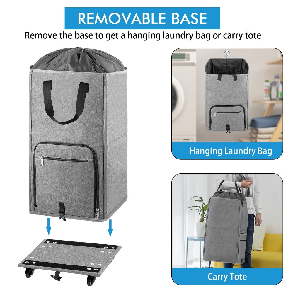 Laundry Hamper with Wheels, Large Rolling Laundry Basket with 4 Casters and 2...
