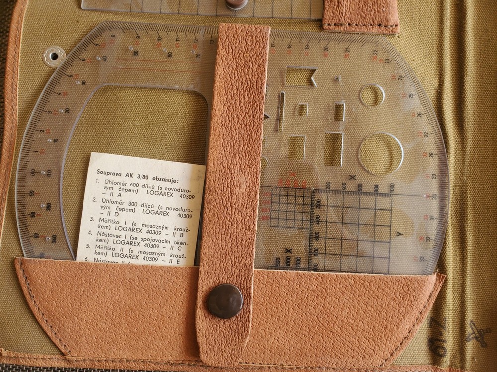 Vintage LOGAREX Czech Made Engineering Set in Leather Folder
