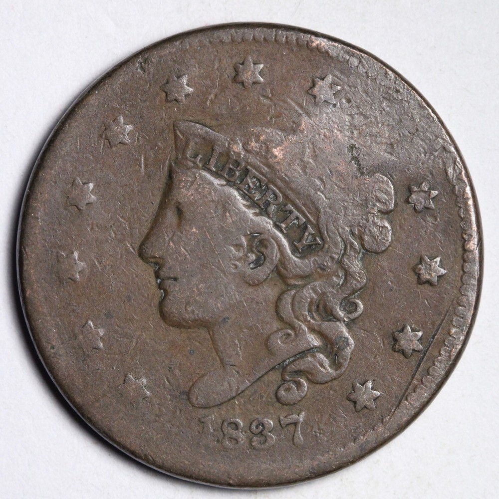 1837 Coronet Head Large Cent E157 YB
