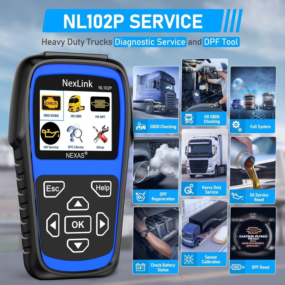 NL102 Plus Heavy Duty Truck Code Reader DPF Oil Reset Scanner Diagnostic Tool US