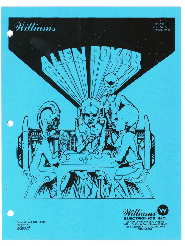Williams ALIEN POKER Pinball Machine OPERATIONS MANUAL