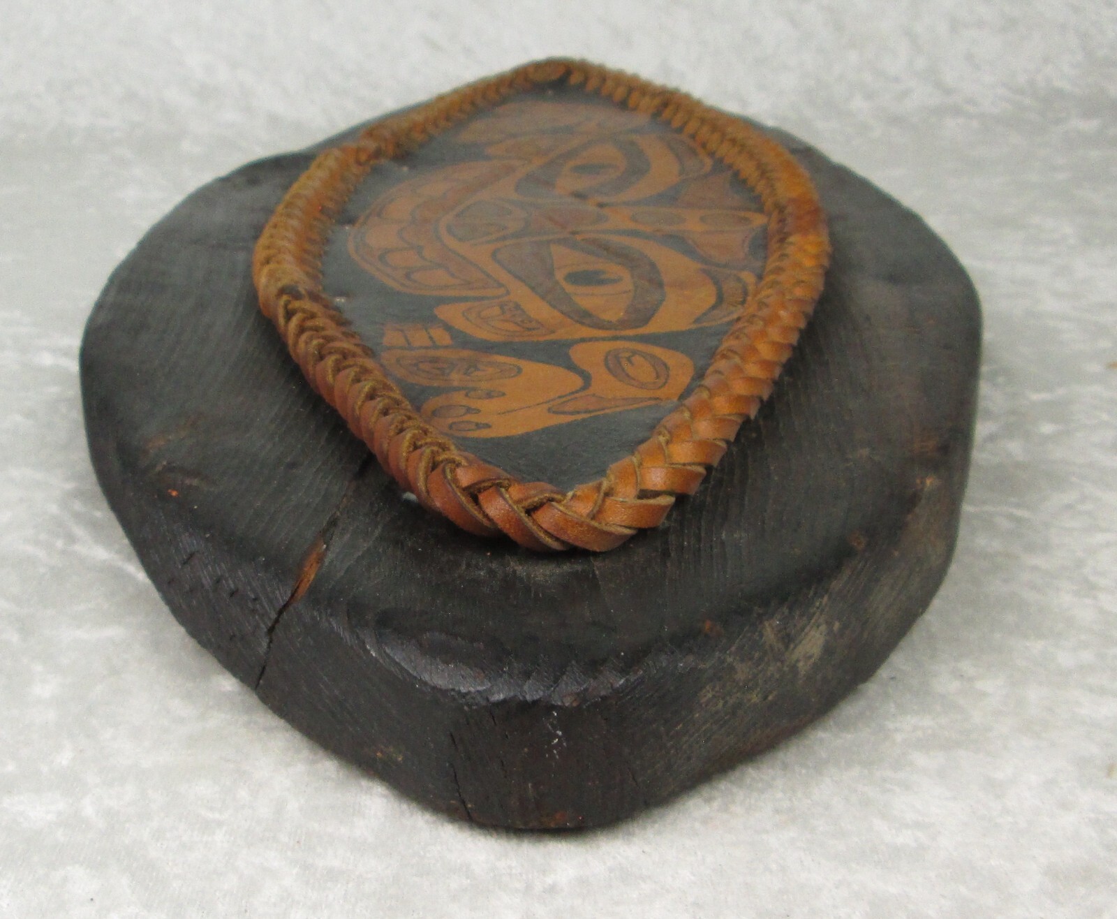 Tlingit Haida Sea Monster Painted Leather on Board 19 inch Long 8-1/2 Tall