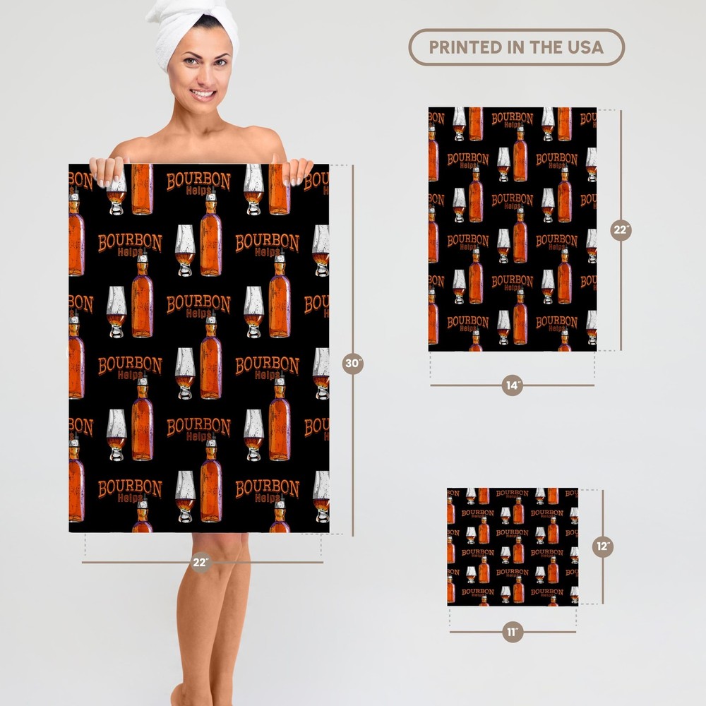 3dRose Bourbon Whiskey Funny Drinking Design Towel Macdonald Creative Studios