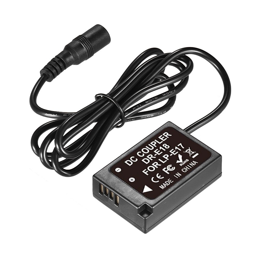 Andoer DR-E18 LP-E17 Dummy Battery Pack Coupler Adapter With DC Male IBPR
