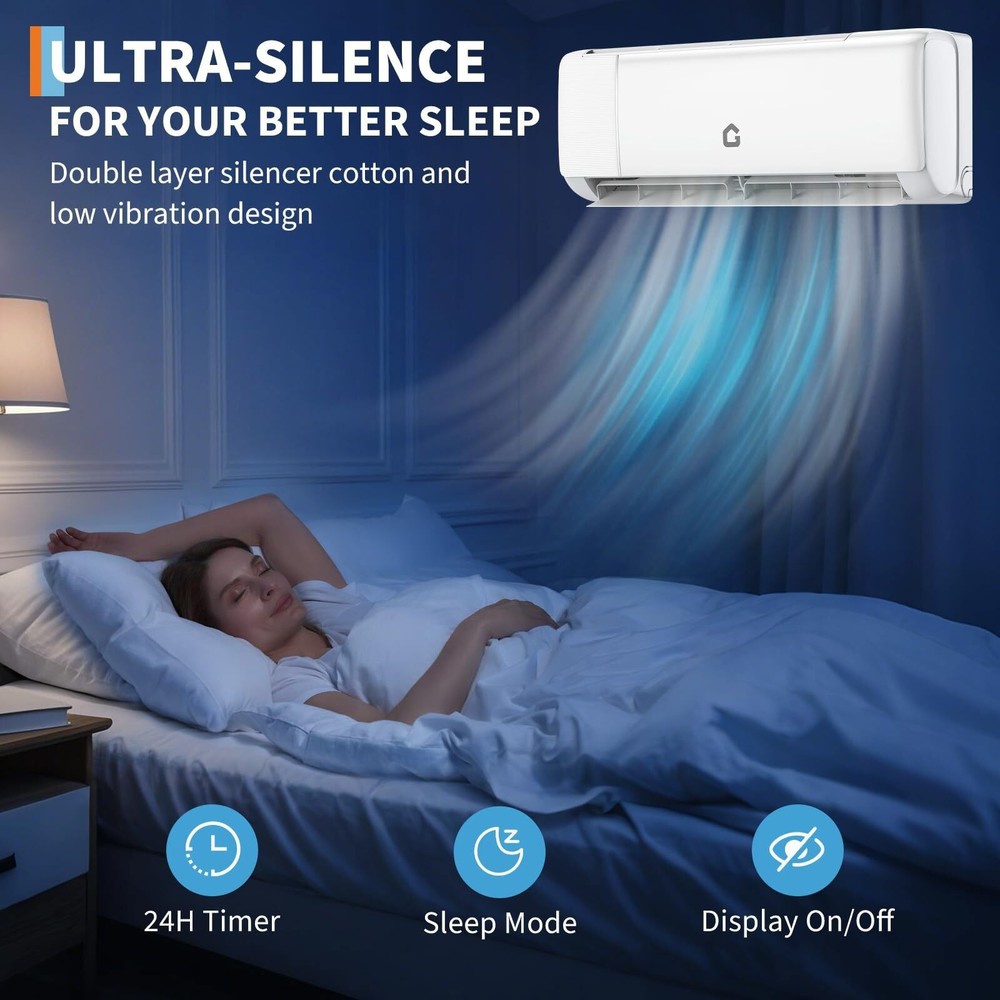 Efficient 12000 BTU Mini Split Air Conditioning/Heating System 22 SEER2 110V