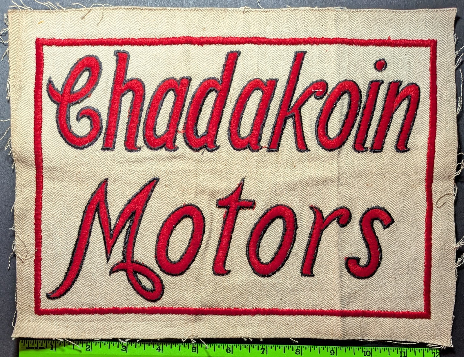 Vintage Chadakoin Motors Garage Large Jacket Patch