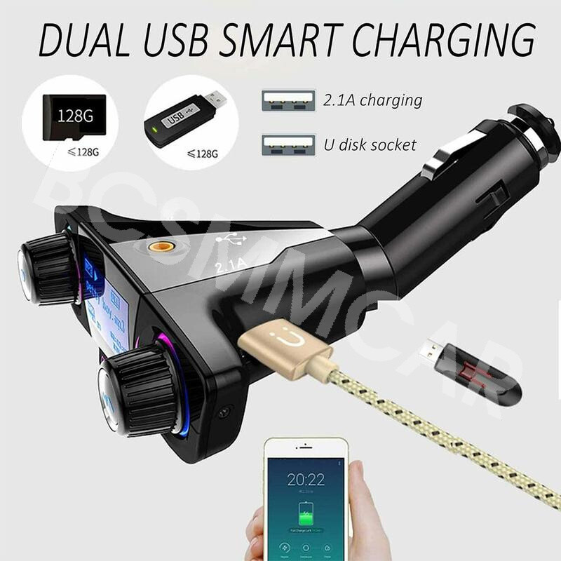 Bluetooth 4.0 FM Transmitter 1.3in LED Screen For Car Wireless Bluetooth FM 2USB