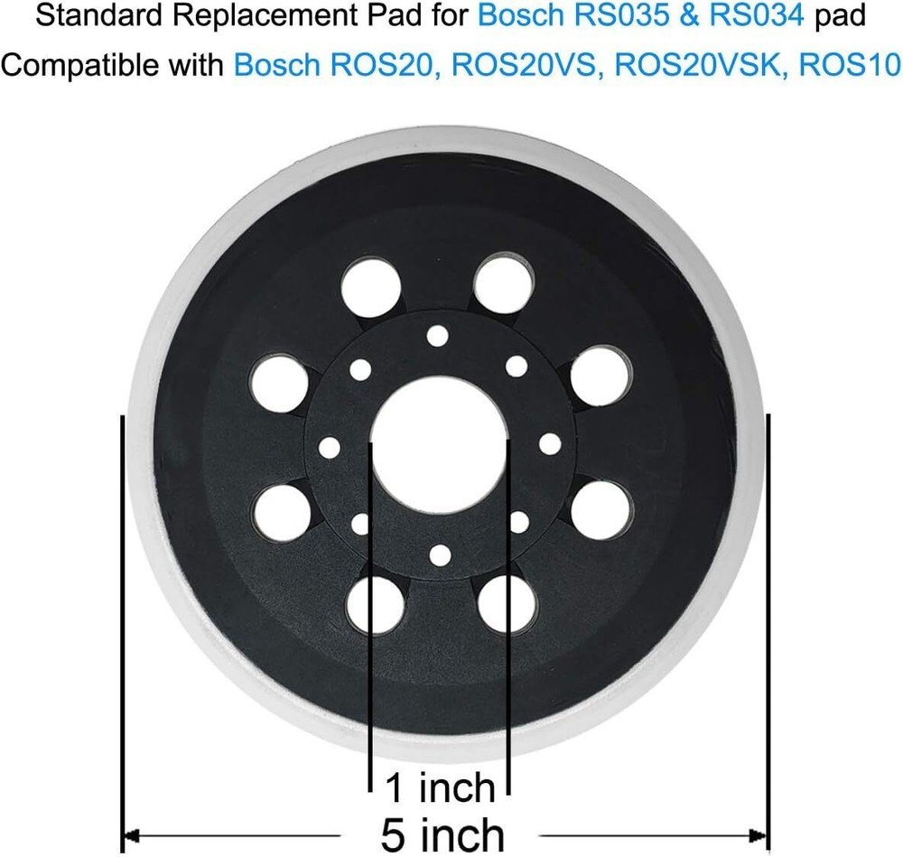 2 Pack 5 Inch 8 Hole Hook & Loop Replacement Sander Pad for 5" Bosch ROS20VS,